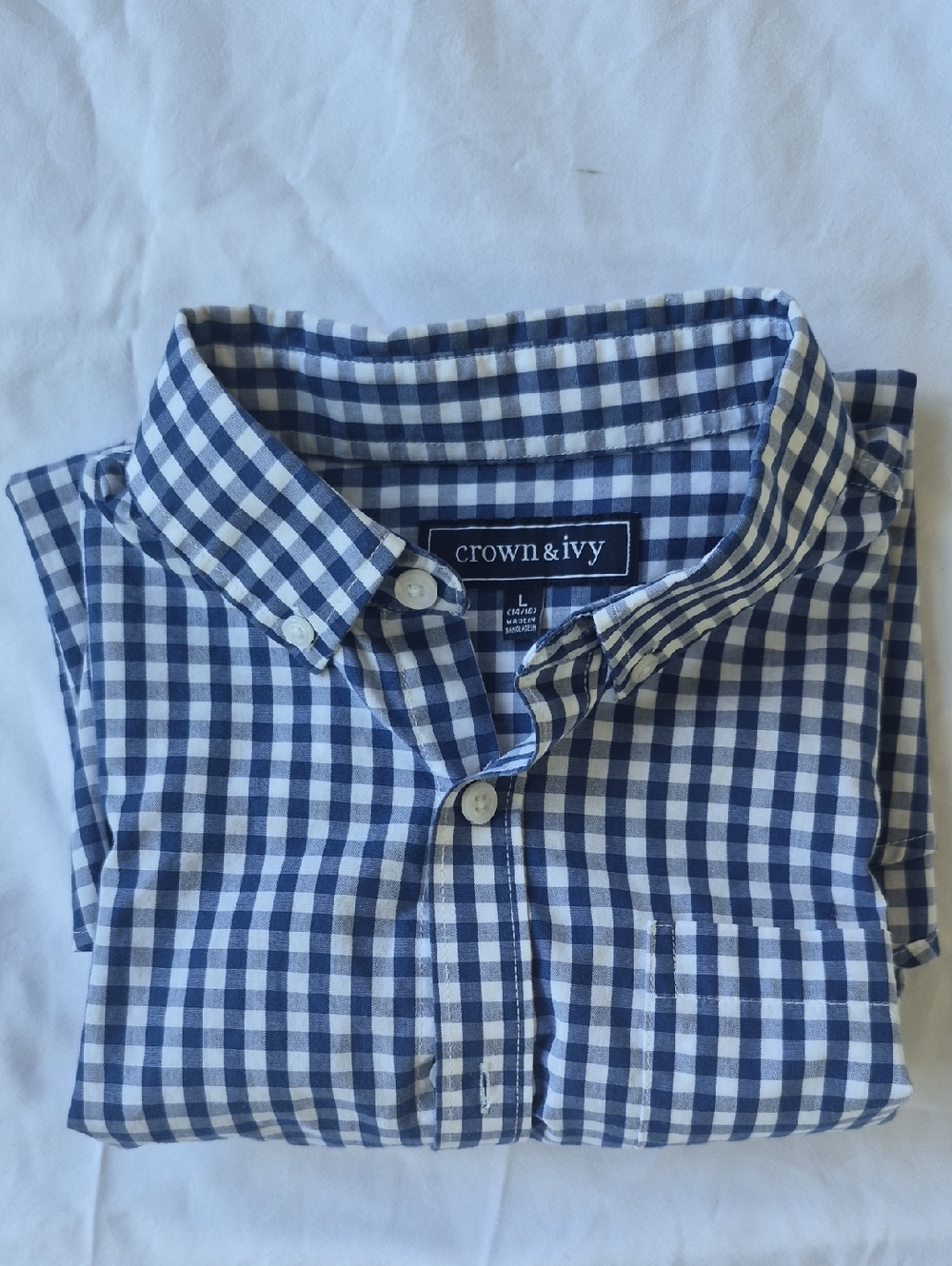 Ocrown & ivy Navy and White Gingham Button-Down Shirt - Boys
